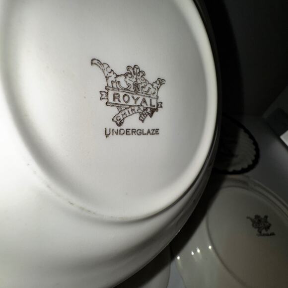 oyal China Underglaze Green Farm Scene Plates – Set of 4 – Vintage Cottagecore - Picture 8 of 10